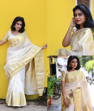 Cotton big temple weave saree