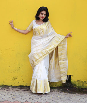 Cotton big temple weave saree