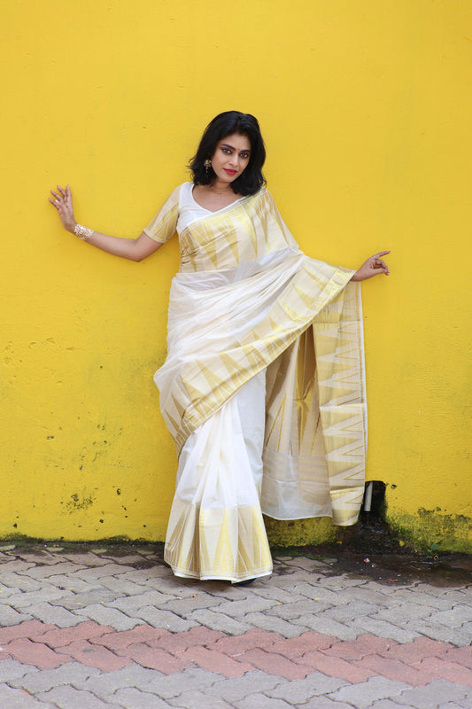 Cotton big temple weave saree