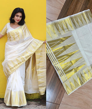 Cotton big temple weave saree