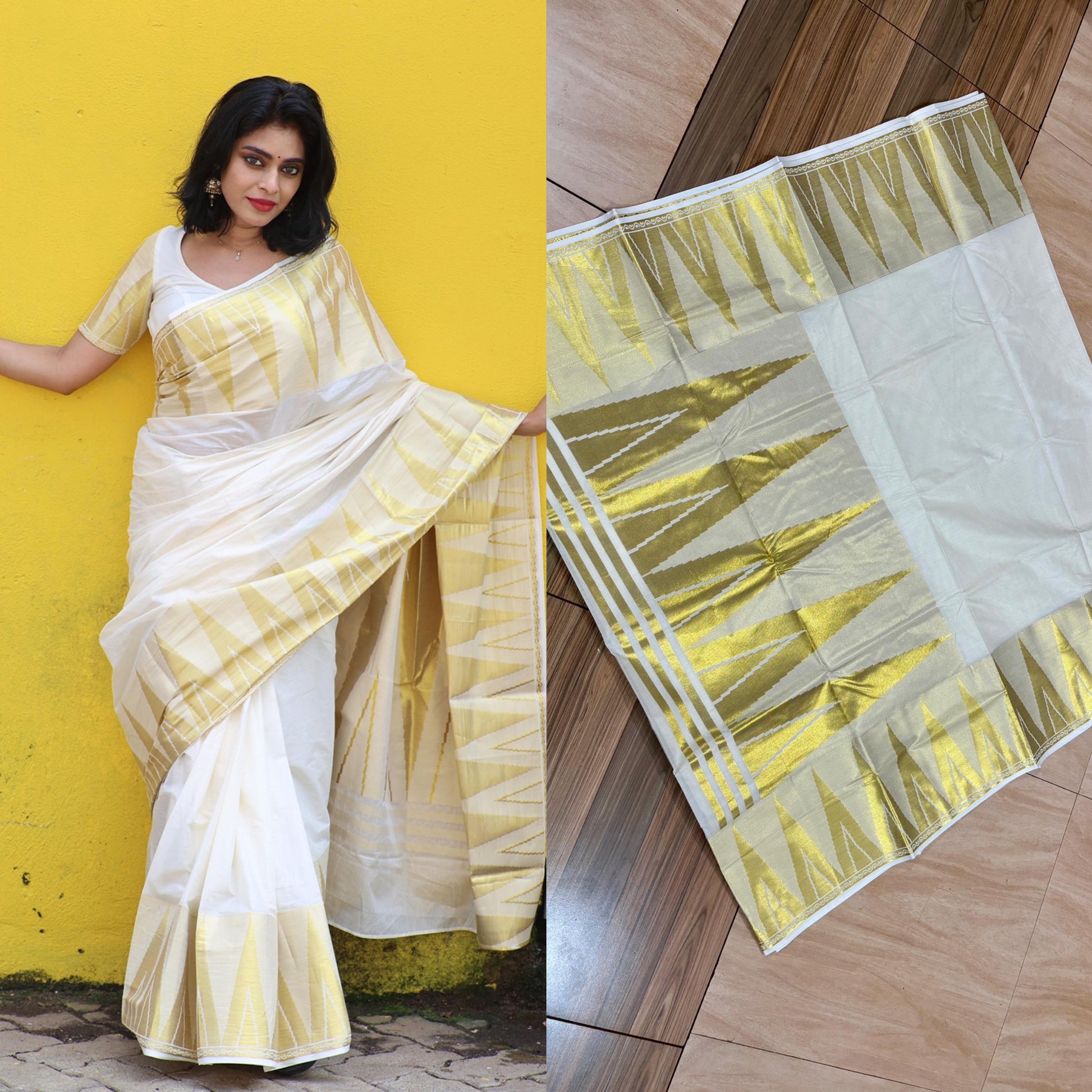 Cotton big temple weave saree