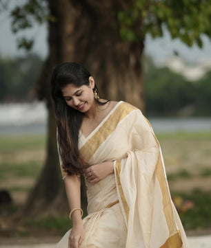 Swarnam - Golden Foil Kasavu Set mundu