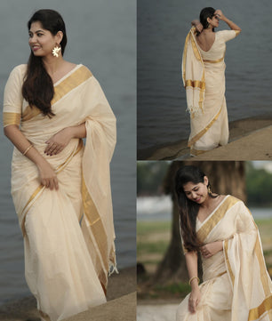 Swarnam - Golden Foil Kasavu Set mundu