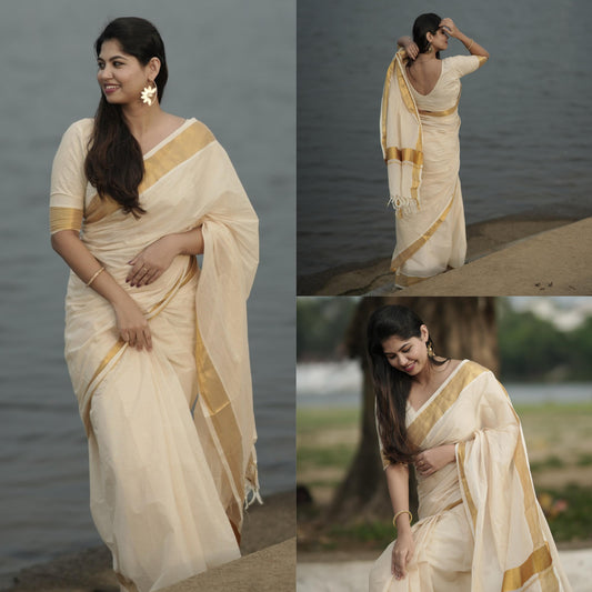Swarnam - Golden Foil Kasavu Set mundu