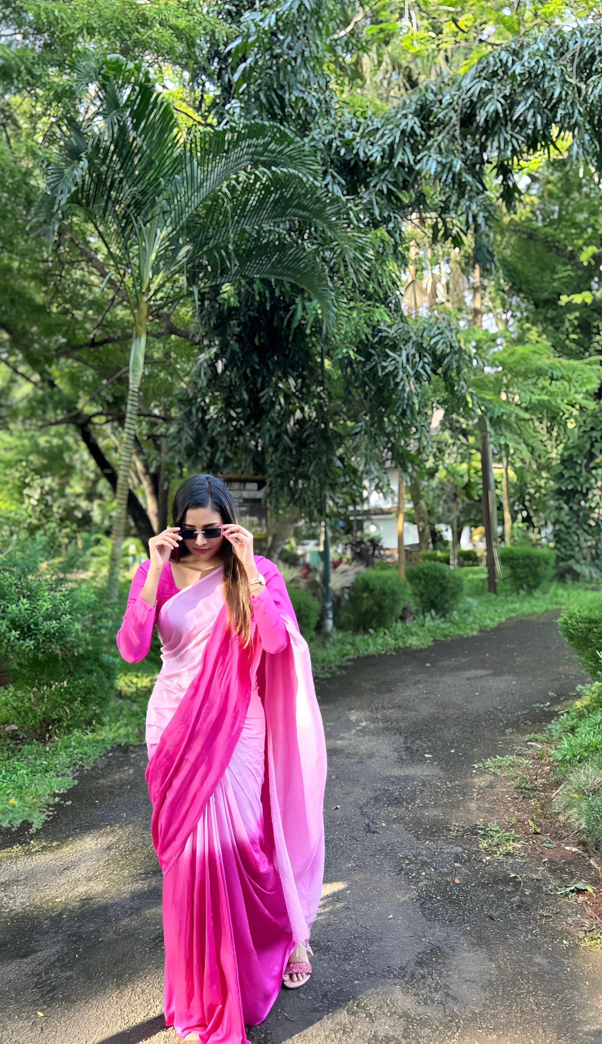 Tye and Dye borderless pure cotton saree