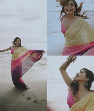 Tye and Dye borderless pure cotton saree