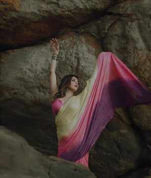 Tye and Dye borderless pure cotton saree