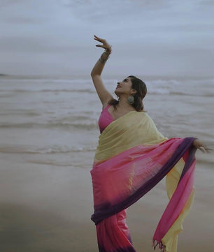 Tye and Dye borderless pure cotton saree