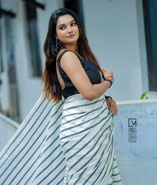 Zeebra stripe cotton saree