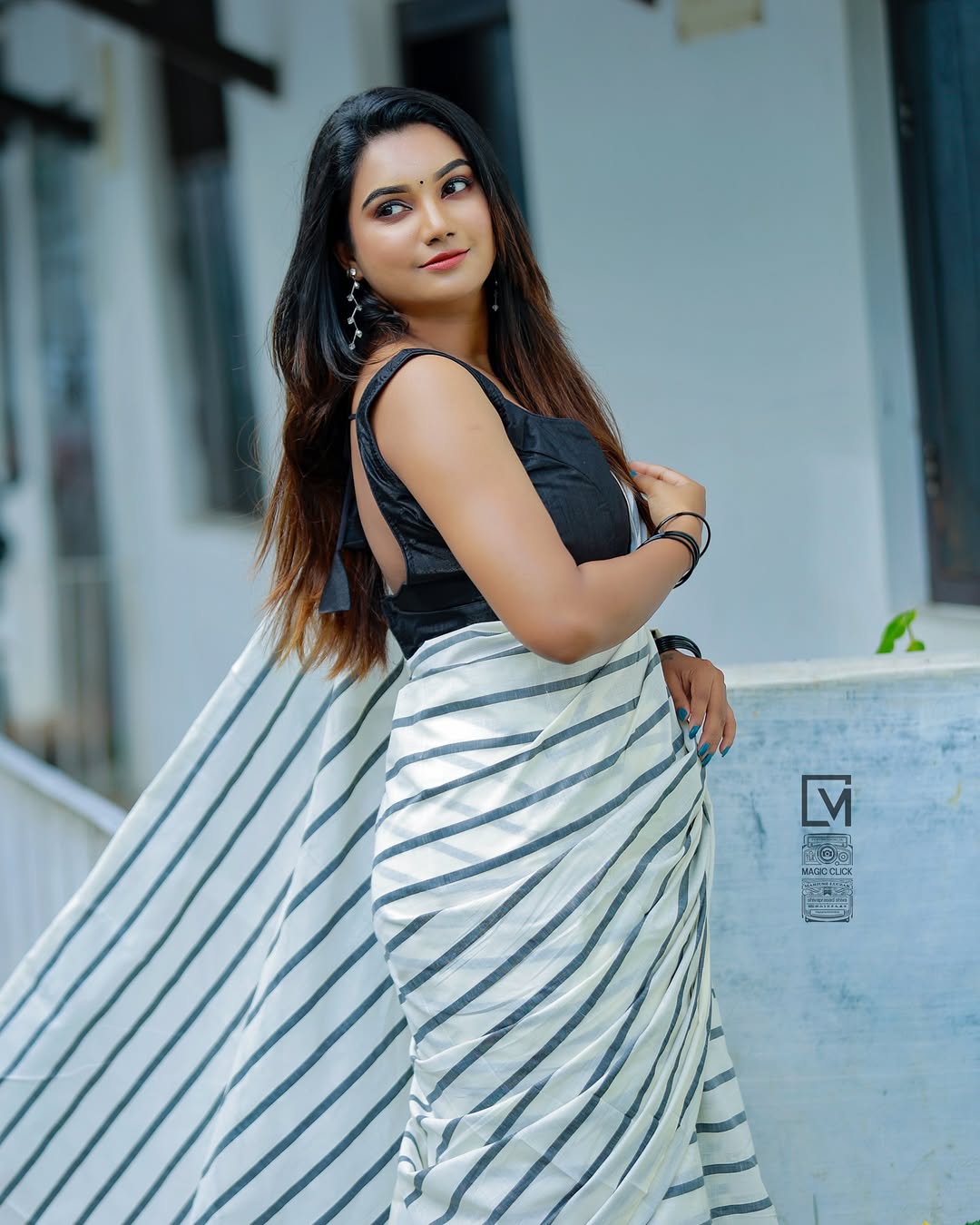 Zeebra stripe cotton saree