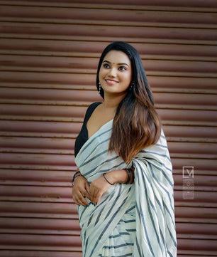 Zeebra stripe cotton saree