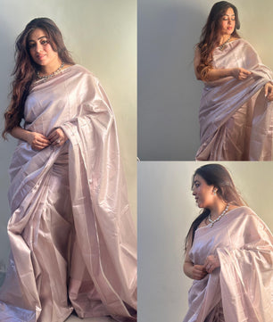 Rose gold bridal tissue saree