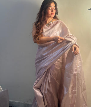 Rose gold bridal tissue saree