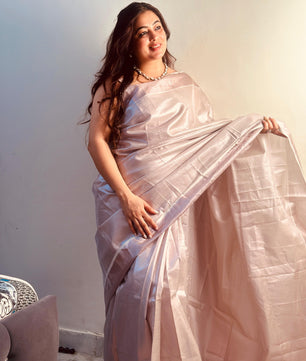 Rose gold bridal tissue saree
