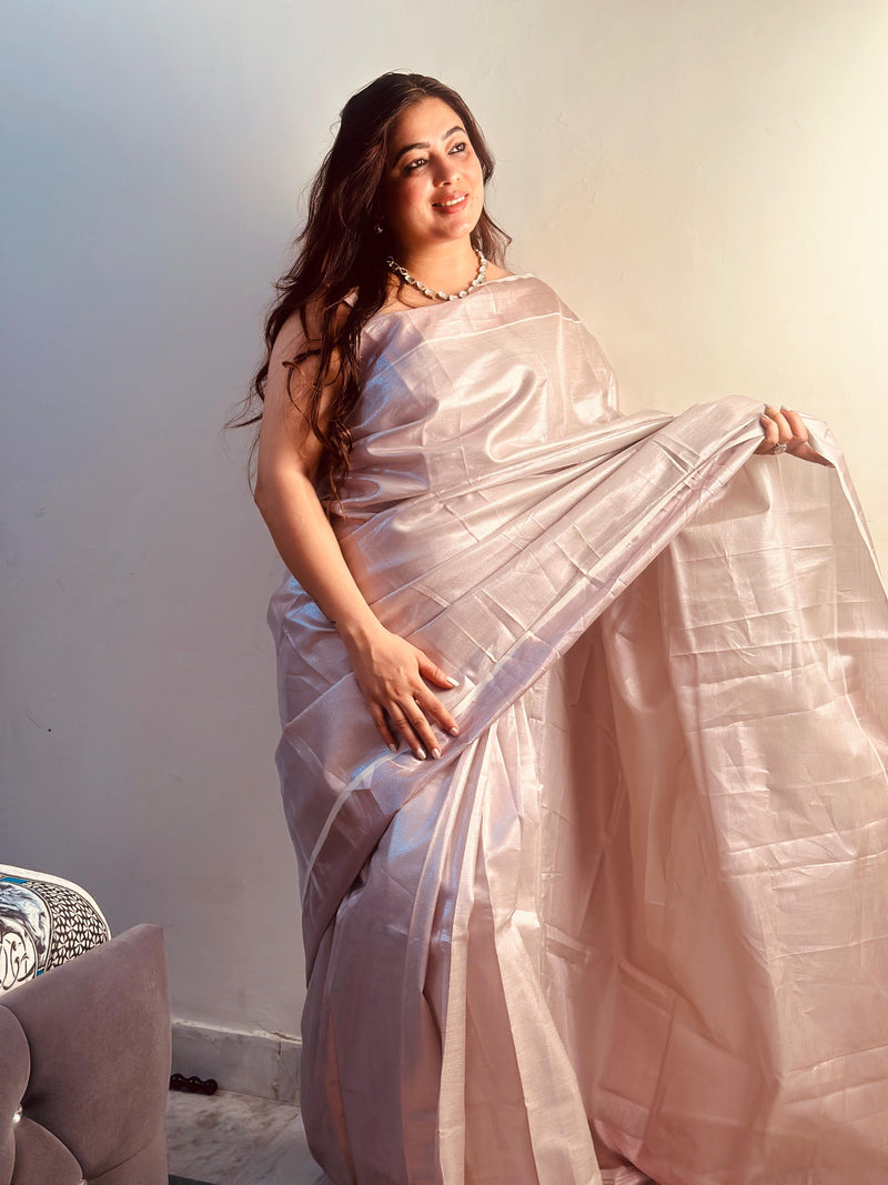 Rose gold bridal tissue saree
