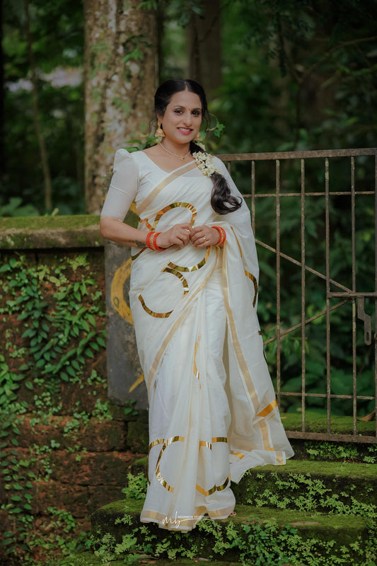 golden foil eight design saree