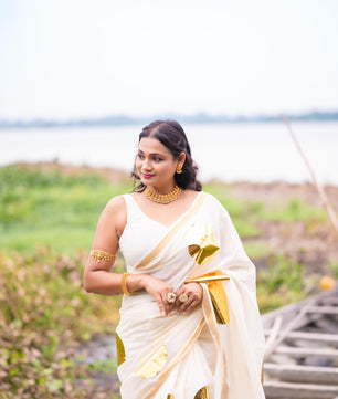 Golden Foil Round Design Saree