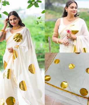 Golden Foil Round Design Saree