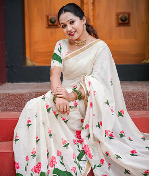 Sumangala - Small Lotus Set Saree
