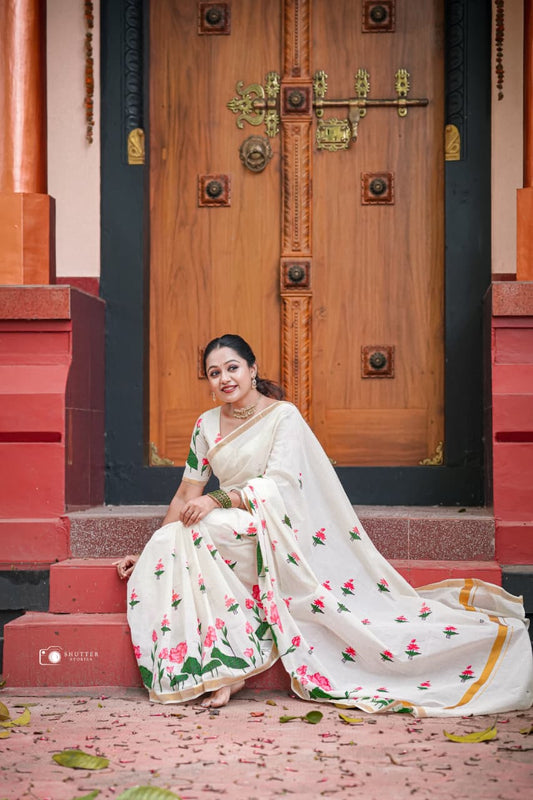 Sumangala - Small Lotus Set Saree