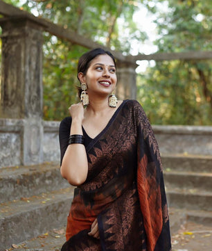 Double side temple korvai cotton saree.