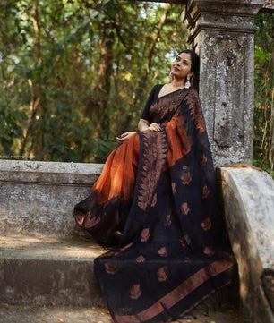 Double side temple korvai cotton saree.