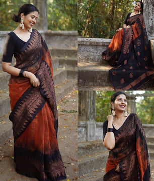 Double side temple korvai cotton saree.