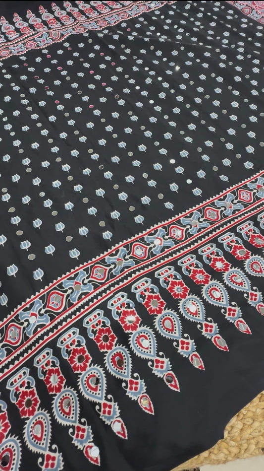 Mirror Ajrakh semi modal silk