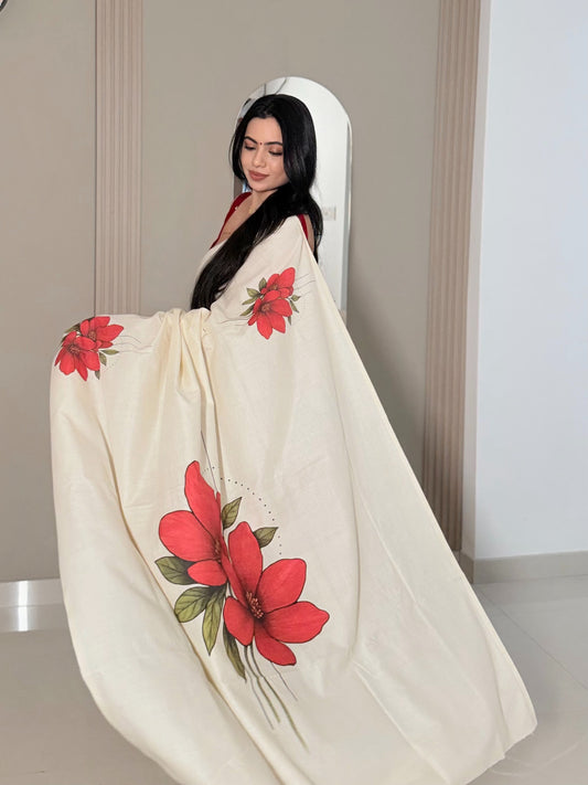 Red Blossom : Pure cotton digital printed