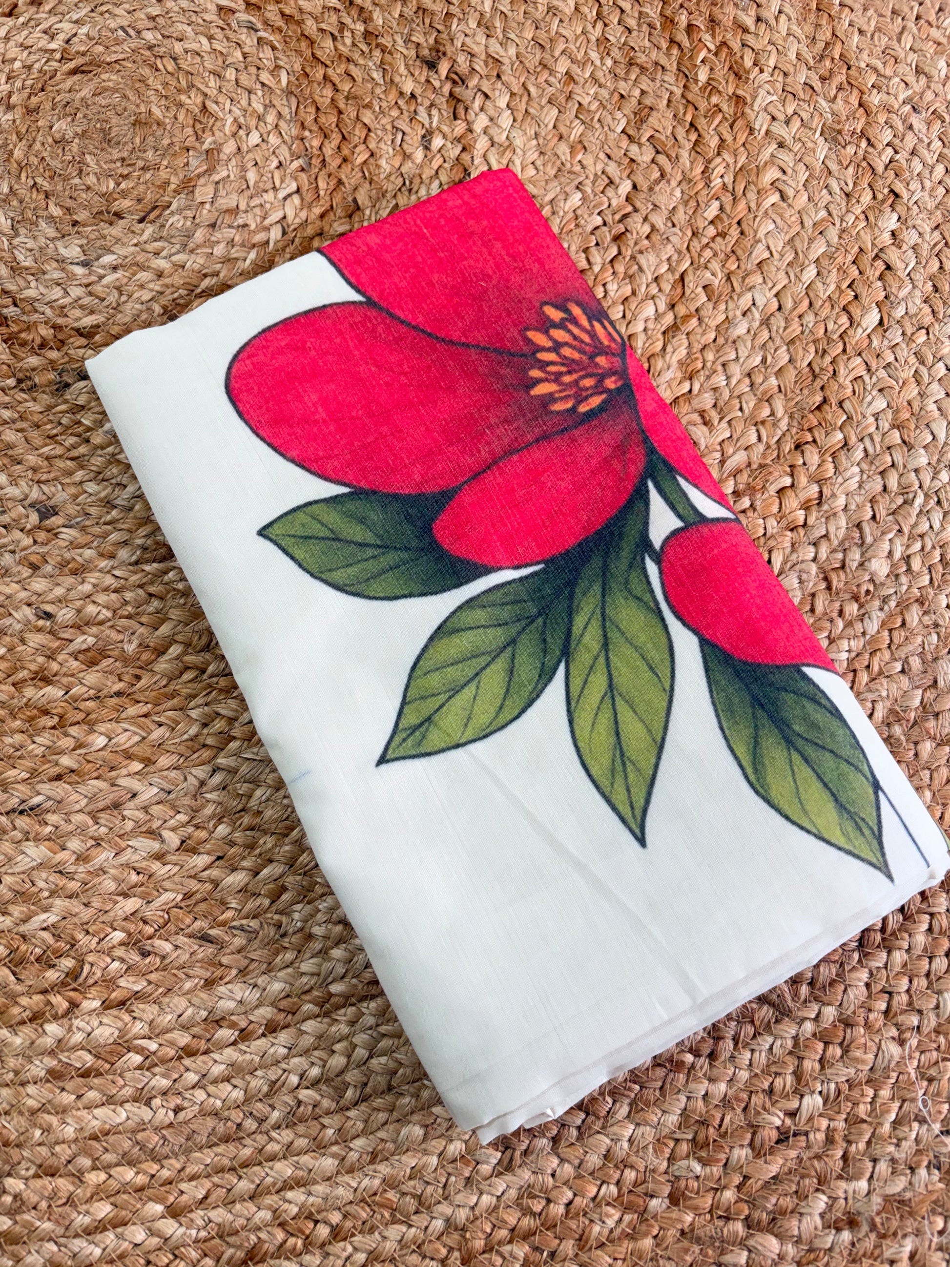 Red Blossom : Pure cotton digital printed