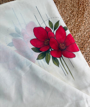 Red Blossom : Pure cotton digital printed
