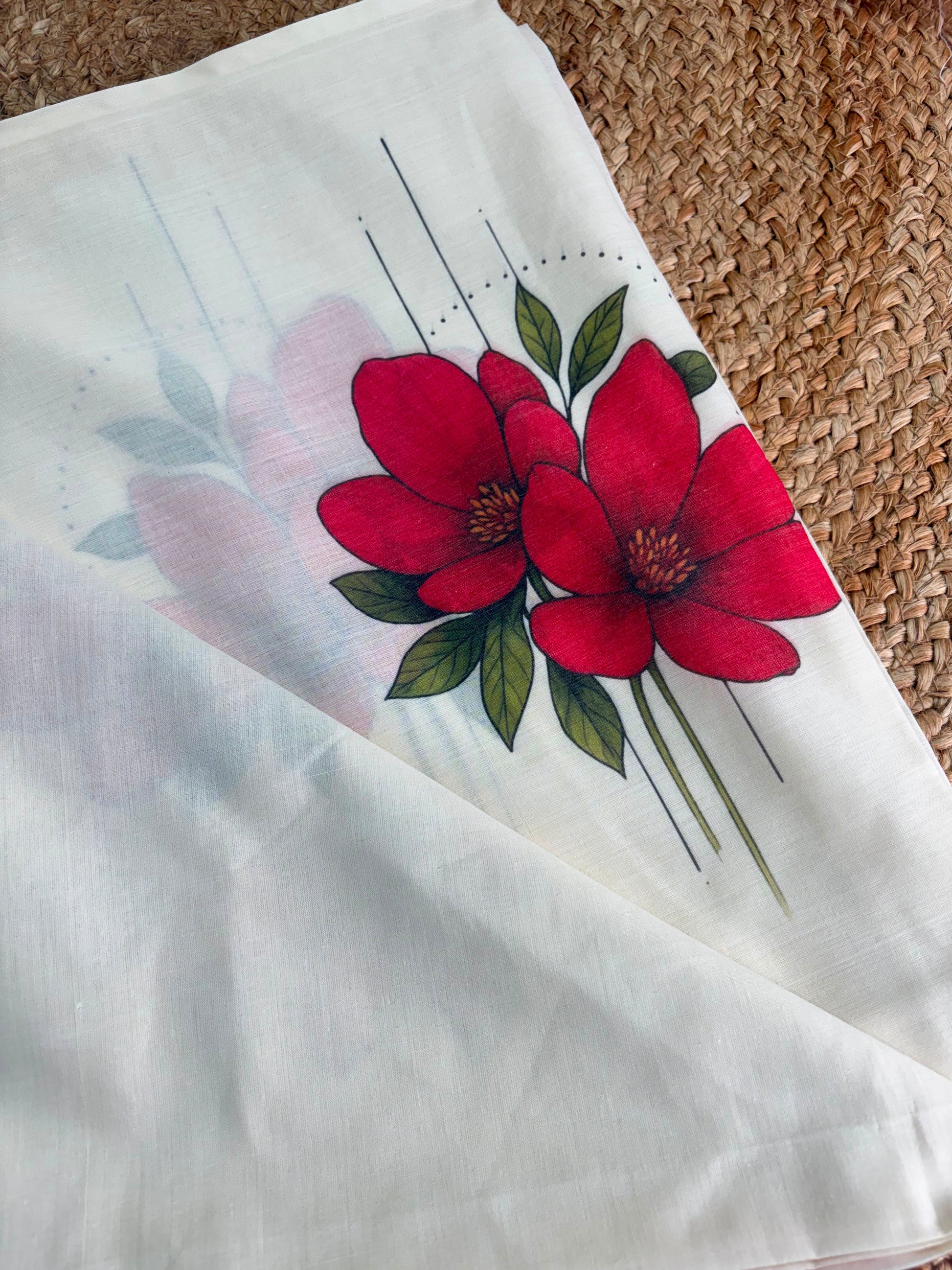 Red Blossom : Pure cotton digital printed