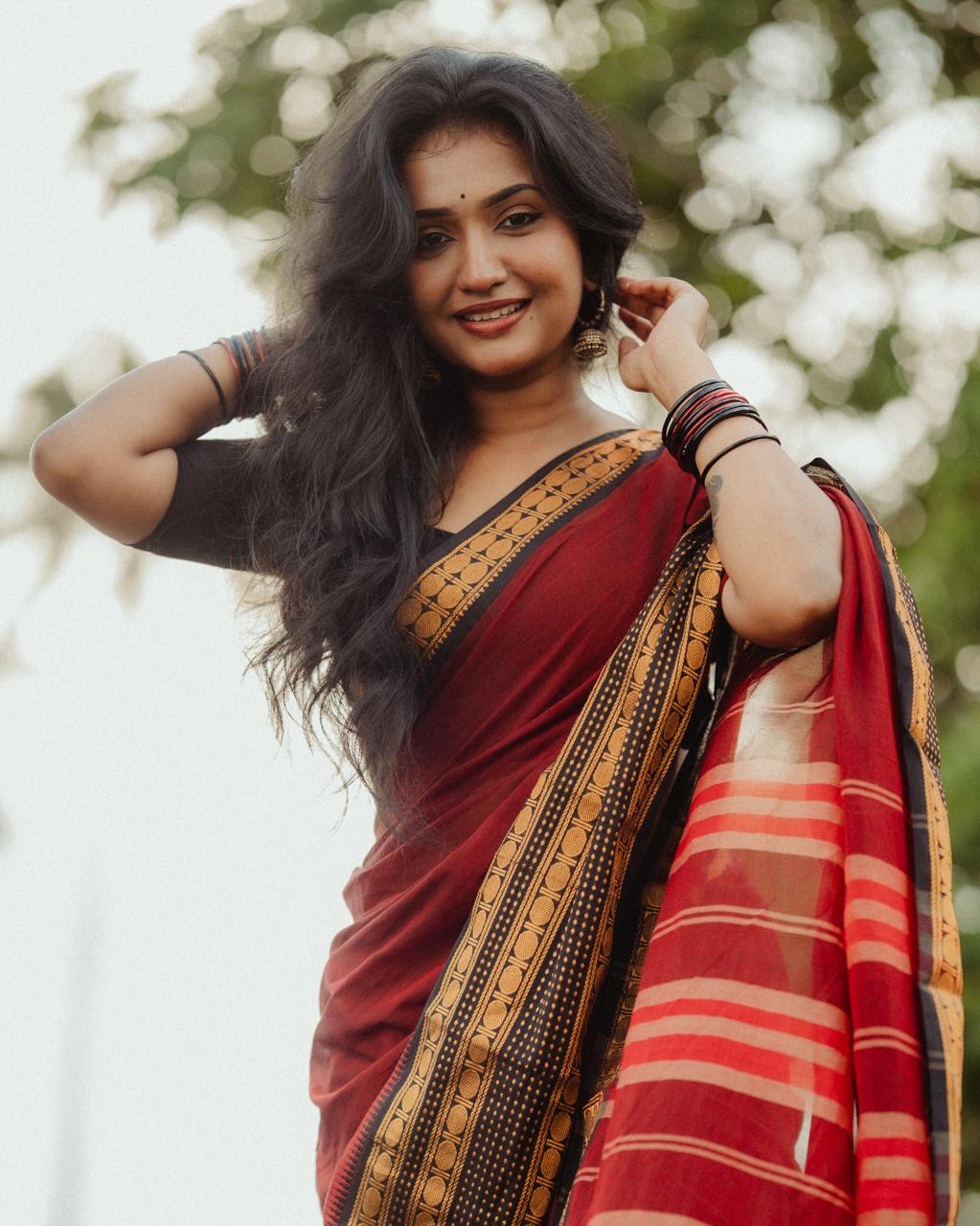 RudraVaibhavam - Tradtional Rudhraksham Border Retta Petta Cotton Saree