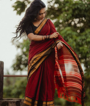 RudraVaibhavam - Tradtional Rudhraksham Border Retta Petta Cotton Saree