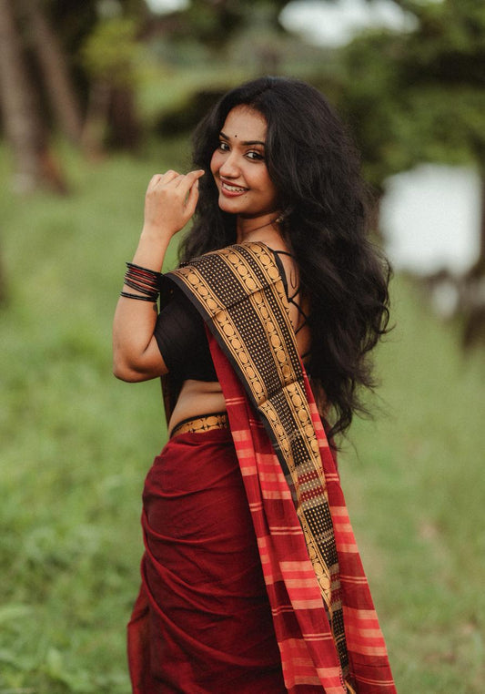 RudraVaibhavam - Tradtional Rudhraksham Border Retta Petta Cotton Saree