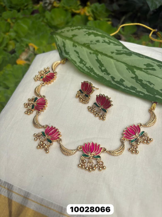 Lotus with half moon necklace