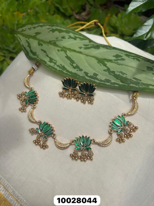Lotus with half moon necklace