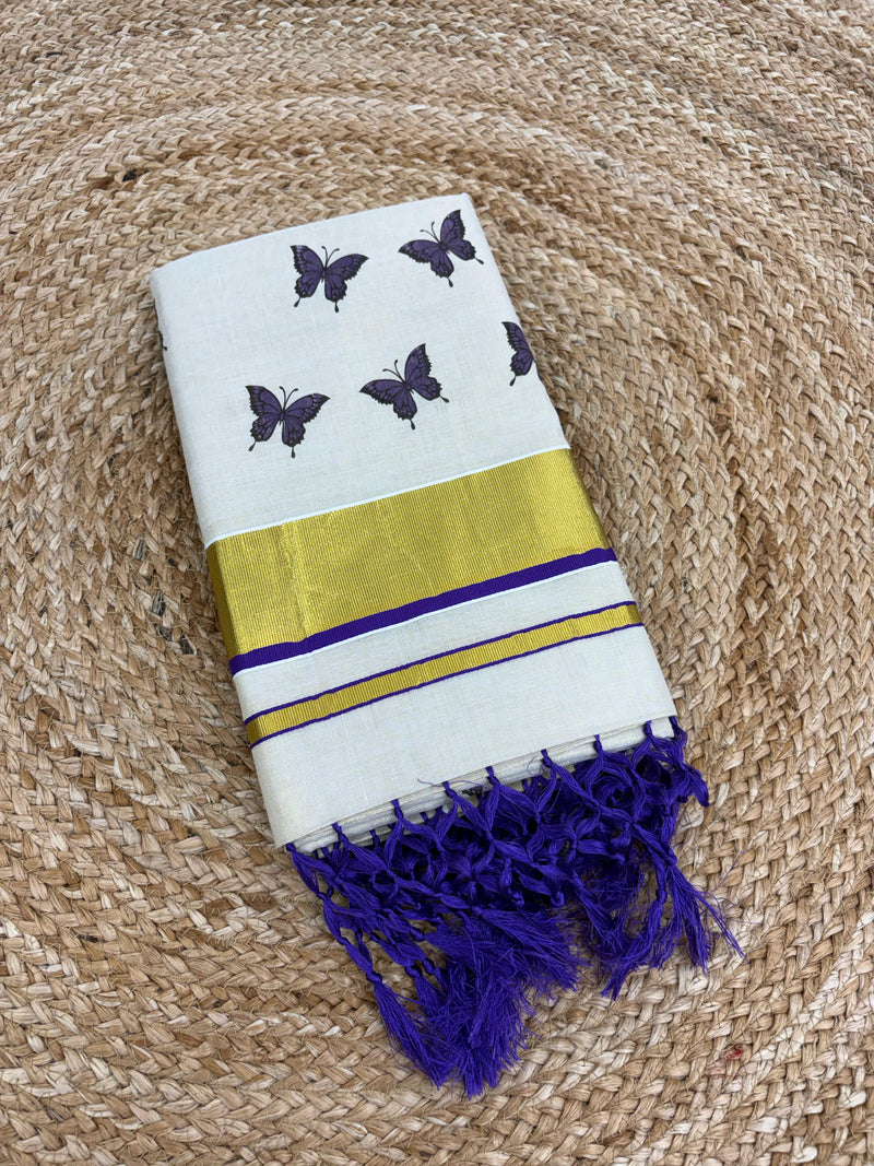 Butterfly Kerala Tissue Saree