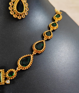 Beautifull AD stone Emarald premium neklace