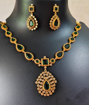 Beautifull AD stone Emarald premium neklace