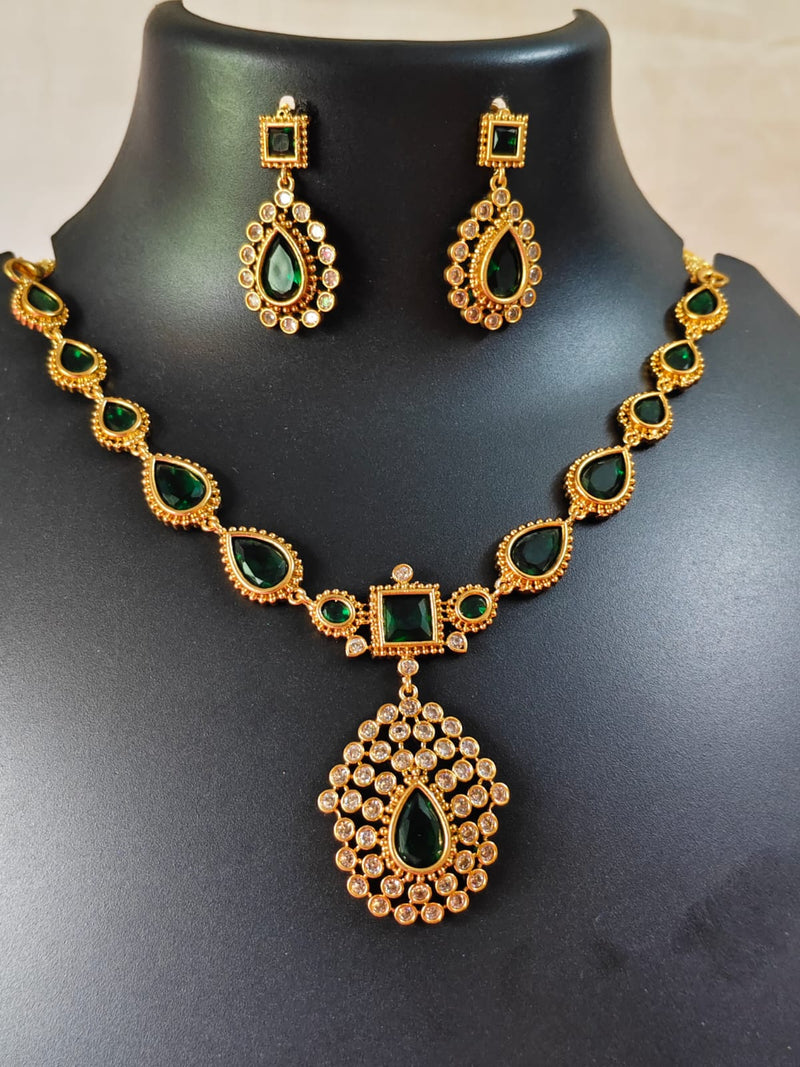Beautifull AD stone Emarald premium neklace