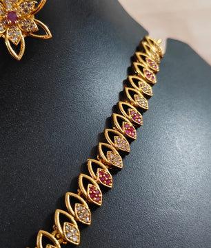 Beautifull  Rice patern neklace with AD stone floral pendent