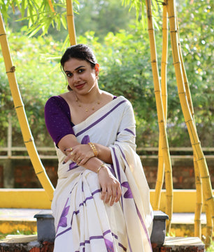 LAVENDER STRIPES – PURE COTTON DIGITAL PRINTED SAREE