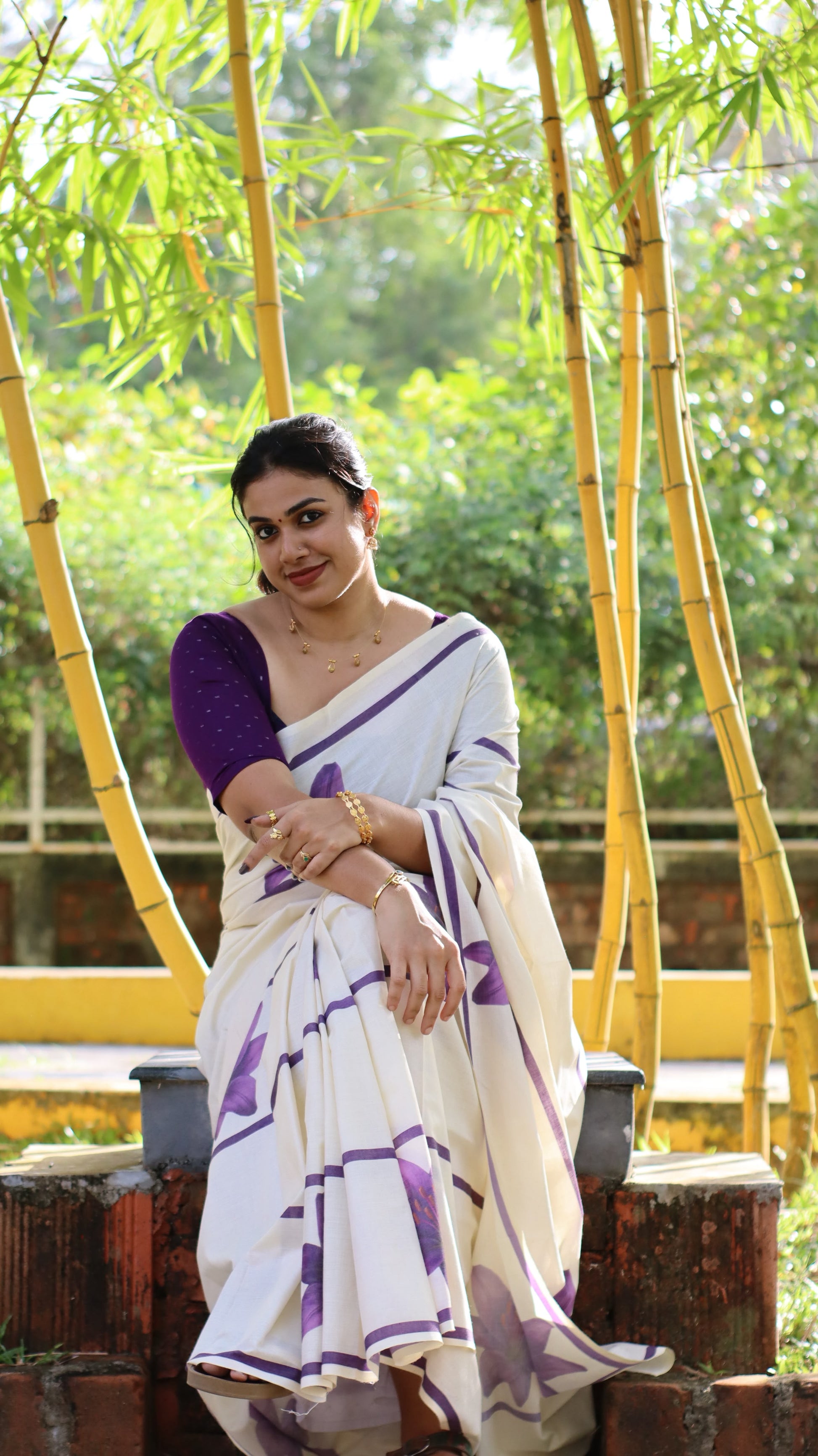 LAVENDER STRIPES – PURE COTTON DIGITAL PRINTED SAREE