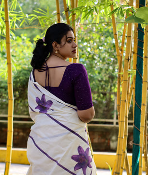 LAVENDER STRIPES – PURE COTTON DIGITAL PRINTED SAREE