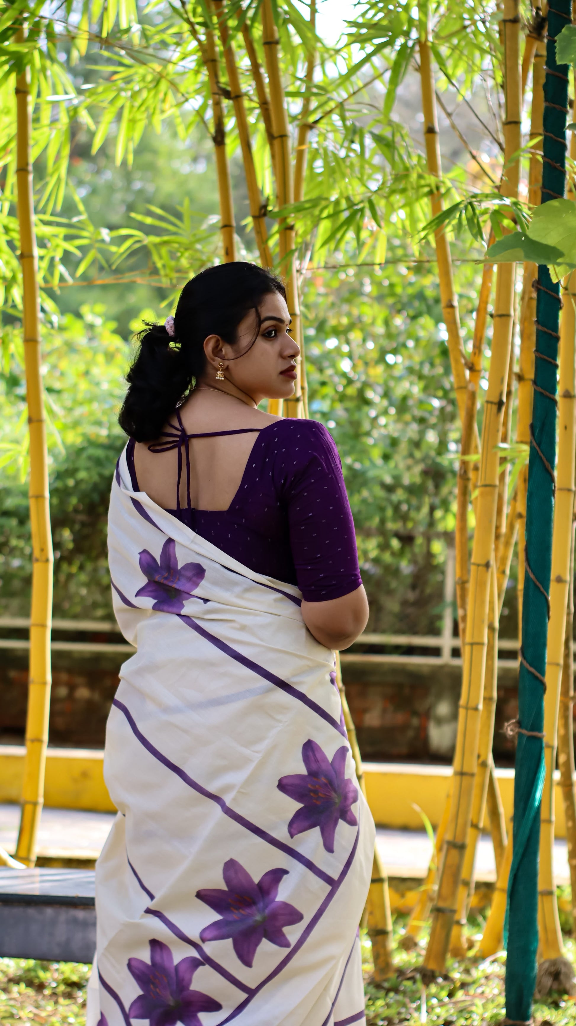 LAVENDER STRIPES – PURE COTTON DIGITAL PRINTED SAREE