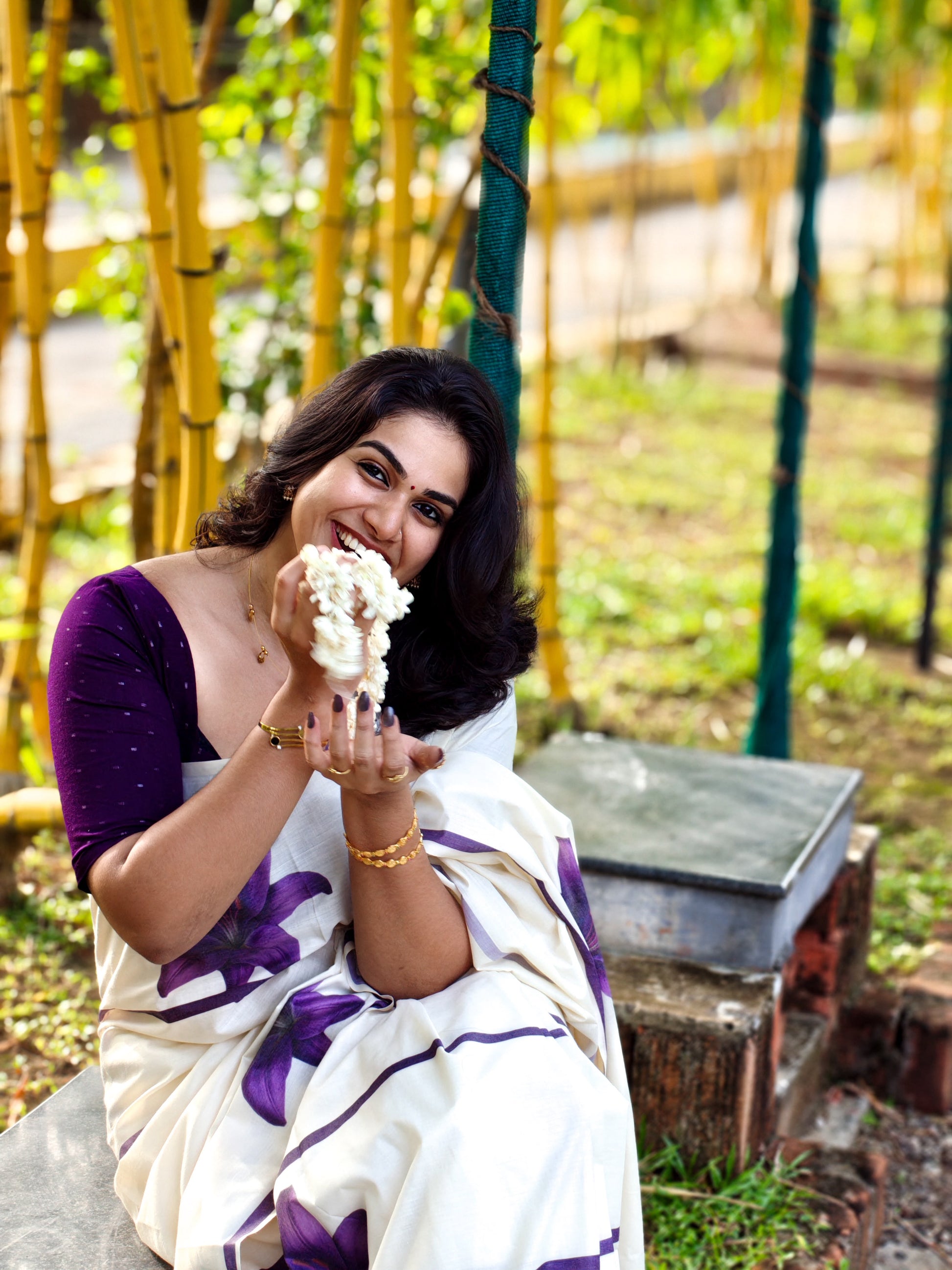 LAVENDER STRIPES – PURE COTTON DIGITAL PRINTED SAREE