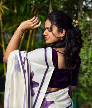 LAVENDER STRIPES – PURE COTTON DIGITAL PRINTED SAREE