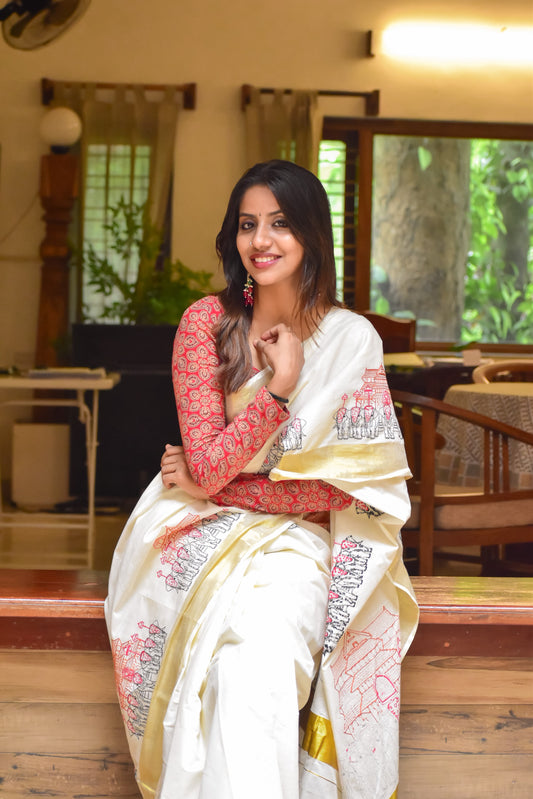 Pooram saree : Embroidered cotton Saree