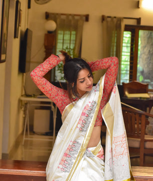 Pooram saree : Embroidered cotton Saree